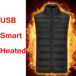 Winter Outdoor Jacke Men Electric Heated Vest USB Heating Vest Winter Thermal Cloth Feather Camping Hiking Warm Hunting Jacke