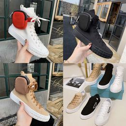 2021 desiner women Men Casual Canvas Shoes flat high short canvas casual shoes pouch attached to the ankle with strap