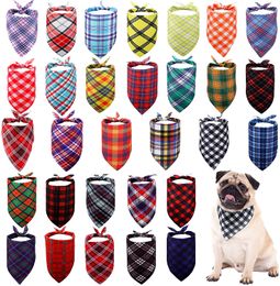 Dog Bandana Plaid Pet Checked Bib Scarf Adjustable Washable Triangle Kerchiefs Handkerchiefs for Small Medium Puppy Cat Bulk Cloth Dogs Puppies Grooming Gift