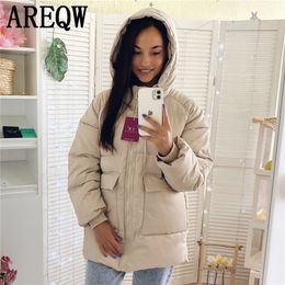 Autumn Winter Cotton Parkas Oversized Coats and Jackets Womens Outerwear Hooded Puffer Jacket 201217