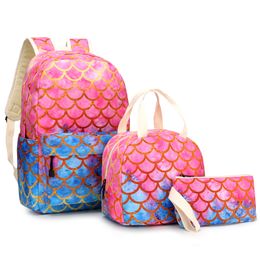 3pcs Sets Backpack+Meal Pack+Pencil Case Printing School Canvas Student Teenage Shoulder Bags Mini Travel Backpack