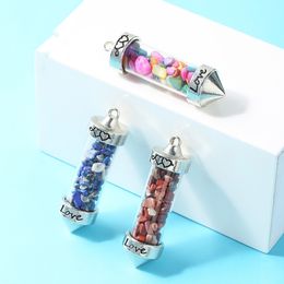 Jade Gravel Stone Cone Love Wishing Bottle Charms Pendants for Women Men Jewellery Making Diy Necklace Gifts