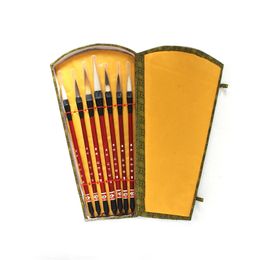 7PCS Chinese Calligraphy Brush Pen add Storage Box Wool Hair Painting Brushes Set for School Darwing Art Supplies 201226