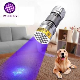 Alonefire 21LED 395nm UV Light 21 LED Flashlight Aluminum Torches Ultraviolet Torches for Pet Cat Dog Urine Scorpion Detector Lamp