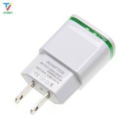 EU US Plug 2 Ports LED Light USB Charger 5V 2A Mobile Phone Wall Adapter for Samsung Xiaomi Huawei Charging Device 100PCS/LOT