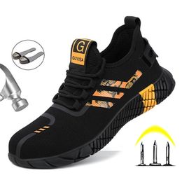 New Indestructible Boot Lightweight Steel Toe Safety Air Mesh Breathable Men Work Shoes Puncture-Proof Sneaker Y200915