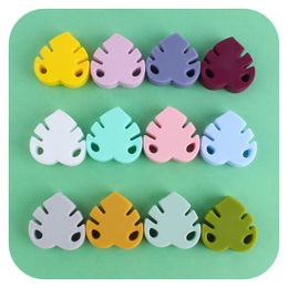 Creative DIY Baby Products 3.5Cm Leaf Silicone Beads Molar Toy Teether Bracelet Pacifier Chain Necklace Teether Accessories M3127