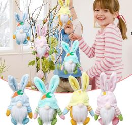 Easter Party Favor Faceless Gnome Rabbit Doll Handmade Reusable Home Decoration Spring Hanging Bunny Ornaments Kids Gift RRB13452