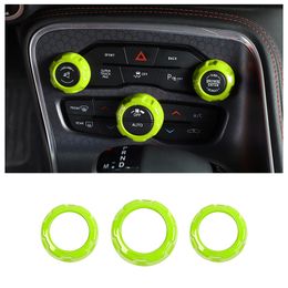 Green Audio Knob Cover Audio Switch Knob Air Conditioning Switch Ring For Dodge Challenger /Charger 2015 UP Interior Accessories