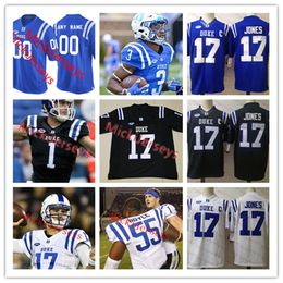 Mens NCAA #17 DANIEL JONES Jersey Blue Devils Stitched Football Jersey 39 Jeremiah Lewis 36 Nick Morris Jr. 88 Jake Marwede 9 J'Marick Woods 63 Jacob Monk 90 DeWayne Carter