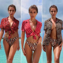 Sarongs 2021 Summer Beachwear Swimwear Kimono Print Bathing Suit Cover Ups Beach Woman Short Sleeve Swimsuit Women Shirt Up1