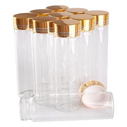 24 pieces 50ml 30*100mm Glass Bottles with Golden Caps Transparent Glass Perfume Spice Bottles