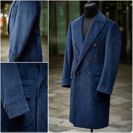 Pinstripe Mens Suit Jacket Custom Made One PieceTuxedos High Quality Corduroy Winter Coat Double Button Formal Tuxedos