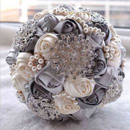 Gifts for women 1pc/lotArtificial Wedding Bouquets Hand made Flower Rhinestone Bridesmaid Crystal Bridal Wedding Bouquet de mariage