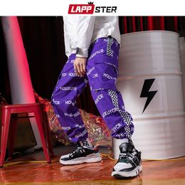 LAPPSTER Men Streetwear Side Striped Joggers Pants 2020 Mens Hip Hop Checkerboard Pockets Sweatpants Black Trousers Track Pants LJ201007