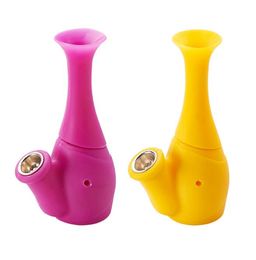 2022 NEW 6.7 Inch Vase Food Grade Silicon Bong Including Silicon Down Stem Smoking Accessories shipping free fansfun