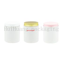 20pc 250g frosted plastic jars with Aluminium Cap half clear Cream Cosmetic Jar pot metal cap 250ml cosmetic Tingood package