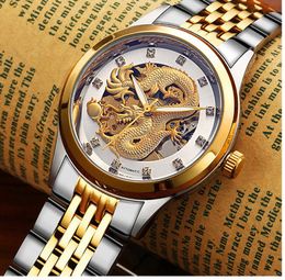 Luxury Watches Mechanical Luxury Gold Men Skeleton Watch Automatic Mens Watches Waterproof Self-winding Clock Stainless Steel