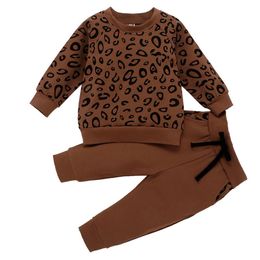 Boys Clothing Sets For Baby Girls Leopard print top+Solid Pants 2020 Spring Fashion Sets Kids Clothes Suits LJ201202
