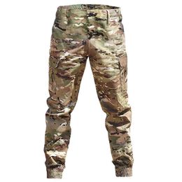 Joggers Men Cargo Pants Casual Camouflage Leisure Bunched Multi-pocket Tactical Tracksuit Trousers Men Streetwear Military Pants H1223