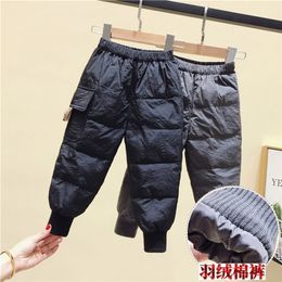 Boys and girls down cotton trousers 1-9 years old thick warm pants, baby winter trousers children's thick unisex kids pants LJ201019