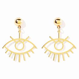 WYBU Fashion Charm Eye Pendant Dangling Drop Earring For Women Gold Plated Metal Eyelash Earring Ear Jewellery For Girl Gift G220312
