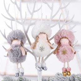 Christmas Plush Angel Pendant 16*6cm Christmas Tree New Year Hanging Angel Ornament Girl Kids Plush Angel Doll Gift