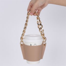 Korean Milk Tea Water Cup bag Leather Protective Cover Portable Comfortable Fashion Bracelet Coffee Cup Case