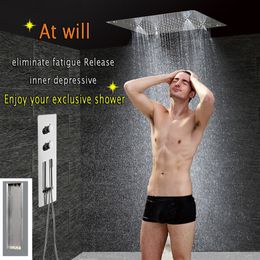 Bathroom Shower Set Concealed Thermostatic Shower Panel with Ceiling Shower Head Rain Mist Luxury Wall Mounted Bath Products BF5203