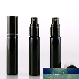 100 Pieces/Lot 10ML Portable Black UV Glass Refillable Perfume Bottle with Atomizer Empty Parfum Case with Tangent Cove