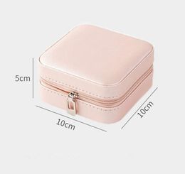 PU Jewelry Box Monolayer Jewel Case Ear Studs Zipper Storage Box Ornaments Jewelry Ring Boxes Storage Bins by sea shipping GGA3826