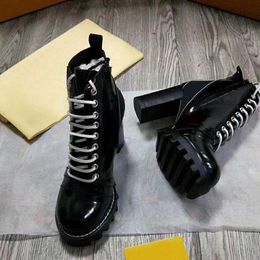 Hot Sale-shoes Lace up Ribbon belt buckle ankle boots factory direct female rough heel round head autumn winter Martin Boots SIZE