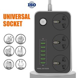 ISO Universal Power Strip Socket Portable Strip Plug Adapter 6 USB Port US/UK/EU Multifunctional Smart Home Electronics VTKY2053