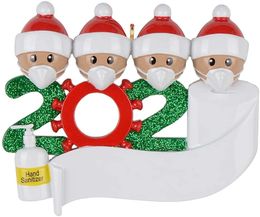 MAXORA 2020 The Year We Quarantined at Home Black Family of 4 Personalised Ornament Christmas Decorations African American Family