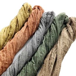 Japanese Style Linen Cotton Tassel Scarf Men For Bufandas Solider Colour Spring Autumn Warm Soft Kroean Scarves 211231