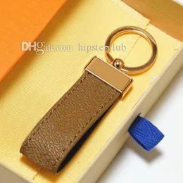 Brown-flower Keychains Stainless Steel Holder Black-plaid Key Chain Ring Holder Buckle Keychain Designer Lovers Car Handmade Leather Bags Pendant Accessories
