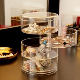 Transparent 4 Tiers Jewellery Storage Box With Lid Acrylic Makeup Organiser Rotating Jewellery Organiser Case High Quality Y1116283C