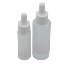 2021 Classic 15ml 30ml frosted clear glass dropper bottle eye essential oil serum glass bottle with white dropper