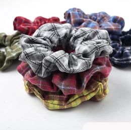 Women Scrunchies Headband Plaid Hair Tie Ropes Wide Hair Rubber Hairband Girls Ponytail Holder Wholesale Hair Accessories 7 Designs