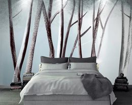American Vintage 3d Wallpaper Nordic modern minimalist forest abstract tree decoration background wall 3d Photo Wallpaper