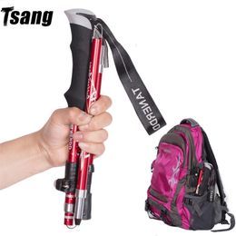 5-Section Walking Stick Ultralight Portble Outdoor Fold Trekking Poles Adjustable Anti Shock Telescopic Camping Hiking 220104