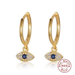 Hoop Huggie 925 sterling silver Jewellery designer earrings Female Cool Wind Devil Eye Blue Eyes Retro