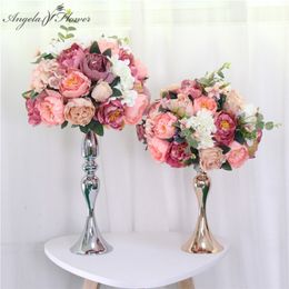 Custom 35cm silk peonies artificial flower ball Centrepieces arrangement decor for wedding backdrop table flower ball 13 Colours 201222