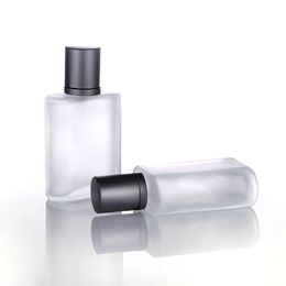 50ML Frosted Glass Perfume Bottle Portable Travel Aluminium Spray Bottles Refillable Spray Empty Bottle Customised V6