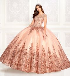 Hot Sale Luxury Quinceanera Dresses Jewel Neck Prom Dress Lace Appliqued Glitter Beaded Girls Pageant Gowns Ball Gown Sweet 16 Dresses