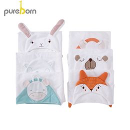 pureborn Newborn Baby Bath Towel Cartoon Animal Hooded Unisex Baby Towel Blanket for Boys Girls Baby Stuff Y200429