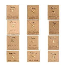 12 Zodiac Necklaces With Gift Card Constellation Sign Pendant Silver Chains Necklace For Men Women Fashion Jewellery In Bulk Fast Ktqim