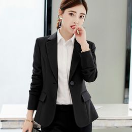 PEONFLY Autumn Ladies Blazer Long Sleeve Women Suit jacket Female Feminine Grey Bule Red Black Blazer 201201