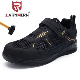 LARNMERN Steel Toe Cap Safety Shoes For Men Hook&loop Breathable Sandals Anti-puncture Work Boots Non-Slip Y200915