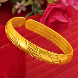 10mm Thick Dubai Cuff Bangle Women Bracelet 18k Yellow Gold Filled Classic Wedding Party Gift
